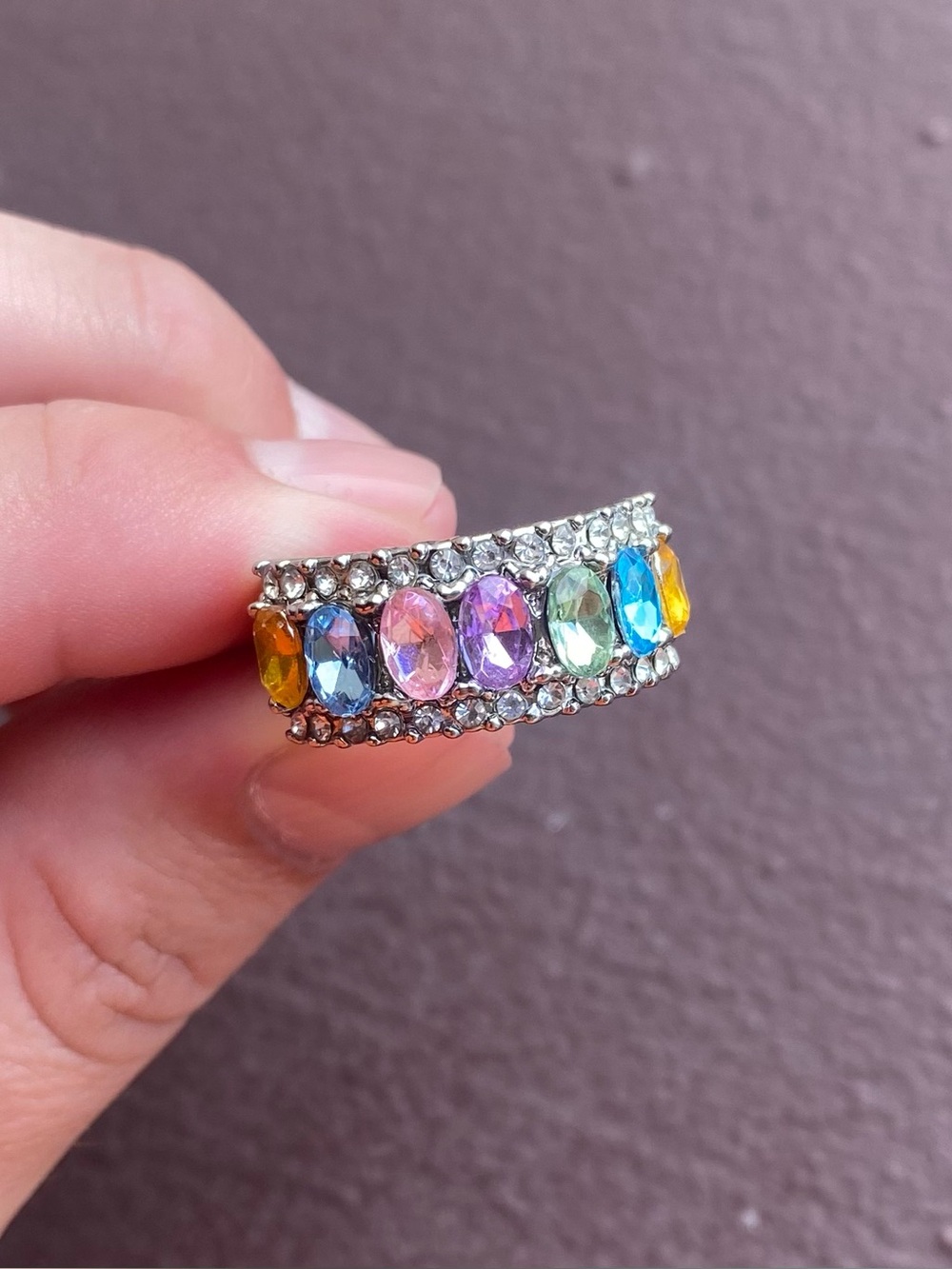 Women’s Fashion Statement Ring - Cubic Zirconia Stones - Stainless Steel Size 8